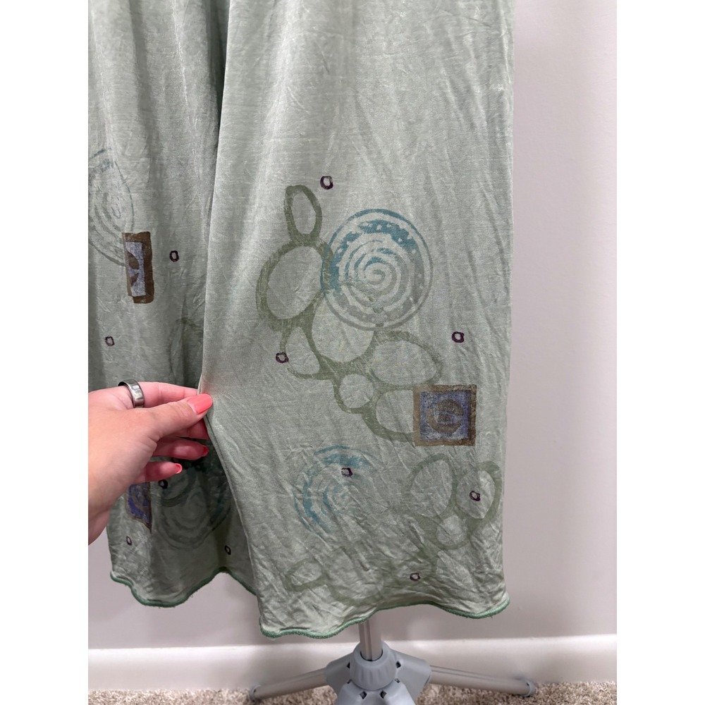 Bluefish Green Pull On Hand Printed Pants Artsy Art To Wear Size 0 Vintage - Picture 4 of 15
